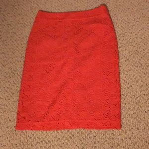 Ann Taylor orange lace pencil skirt NWT